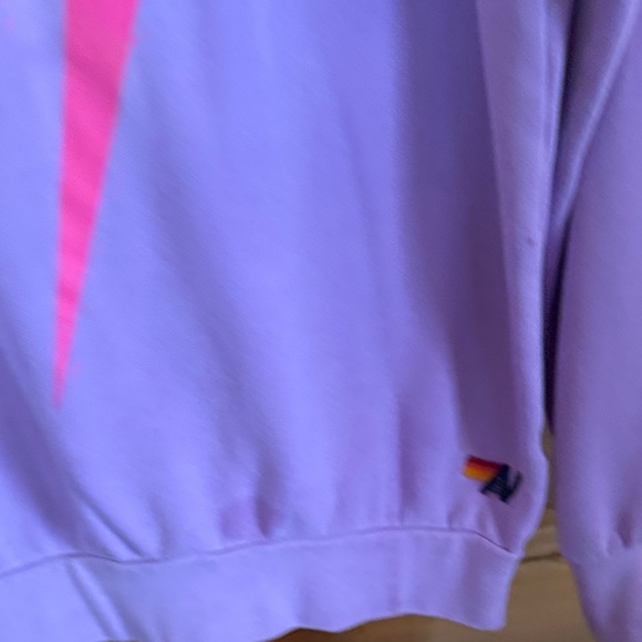 Aviator Nation Lavender Sweatshirt with Neon Pink Lightning Bolt - Picture 3 of 6